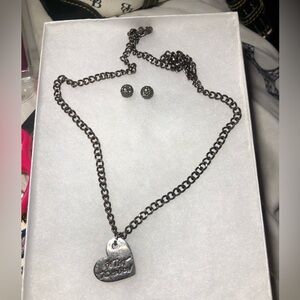 CDC x Betsey Johnson Collab Black Heart Necklace and Earring Set